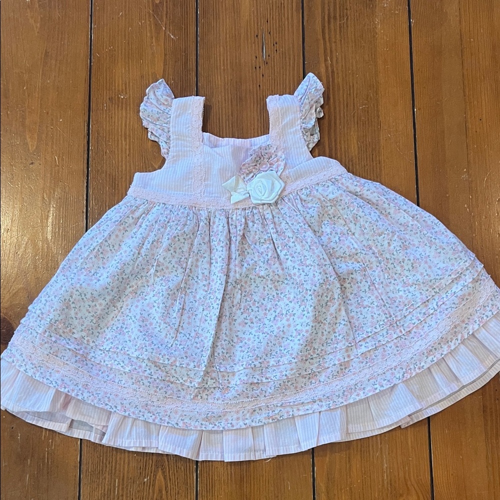Dylan & Abby Pink Floral Shabby Chic Sleeveless Dress Girls Baby 0-3 Months